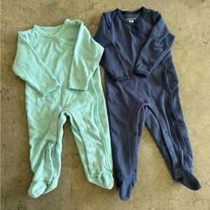 2 Pair Baby Solid Colored Footie / coverall with feet